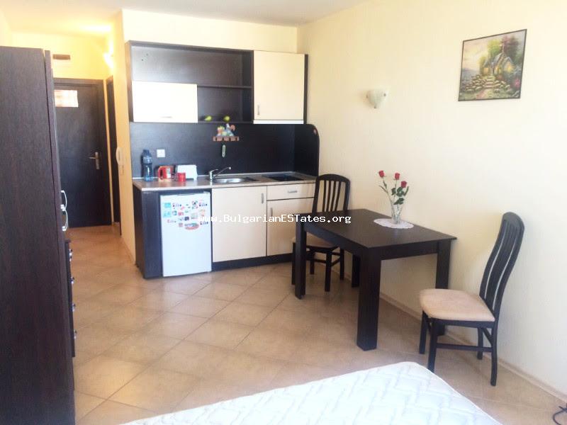 Affordable large studio with furniture is for sale in the complex "Sunset Beach" resort Sunny Beach.
